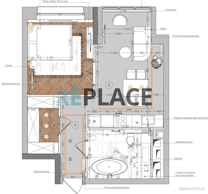 1-комнатная квартира, 43 м² — фото 17