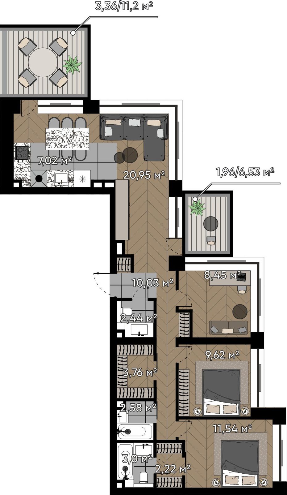 4-комнатная квартира, 86,9 м²
