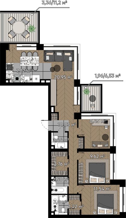 4-комнатная квартира, 86,9 м² — фото 1