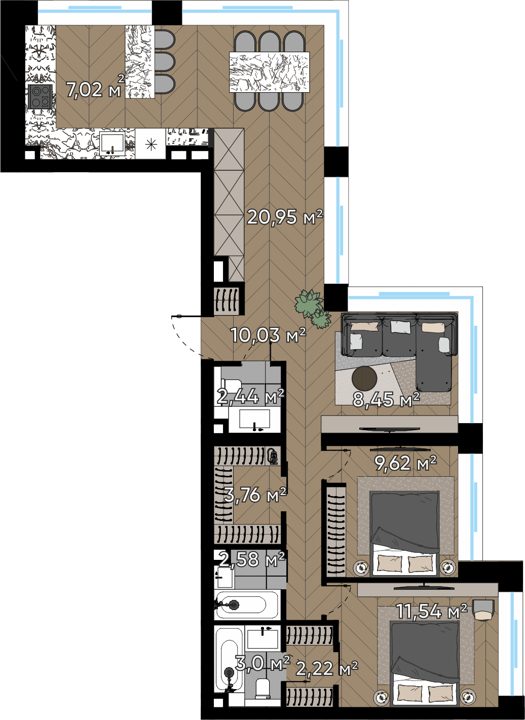 4-комнатная квартира, 81,6 м²