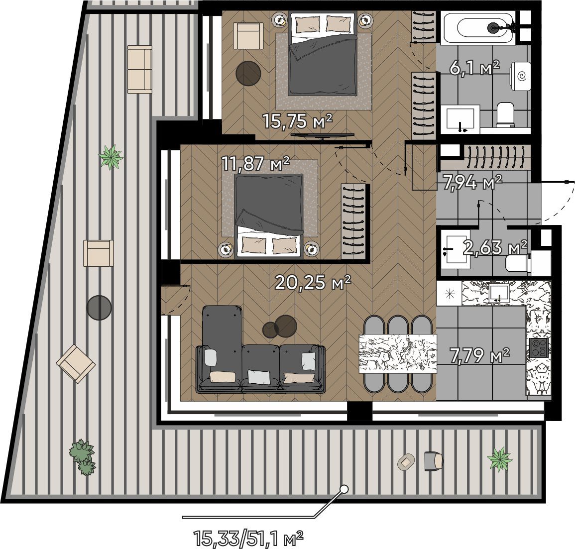 3-комнатная квартира, 87,7 м²