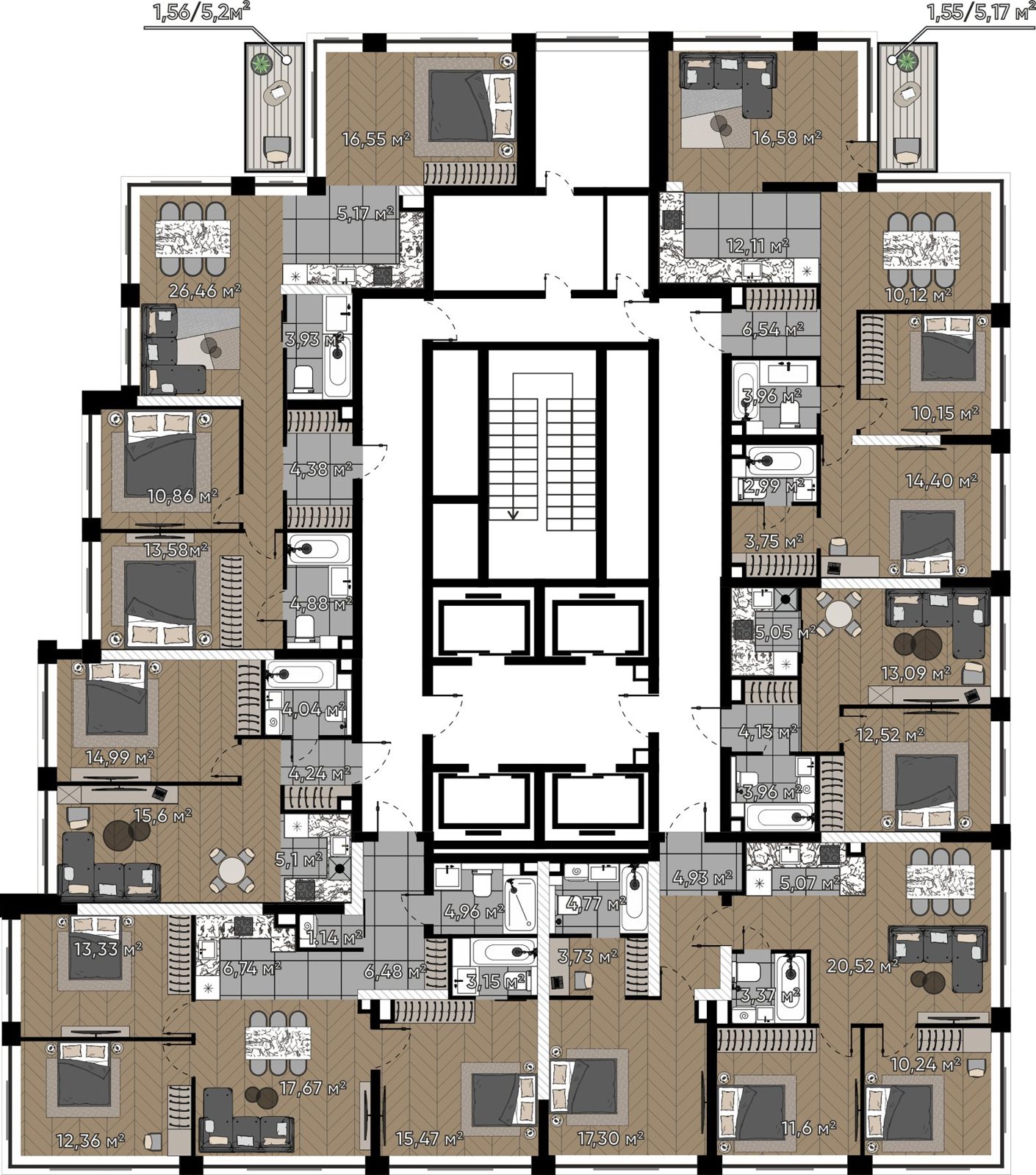 2-комнатная квартира, 38,8 м² — фото 2