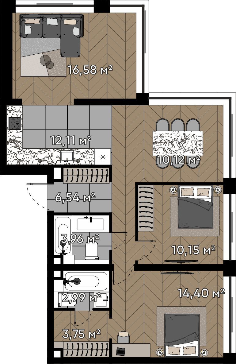 4-комнатная квартира, 80,6 м²