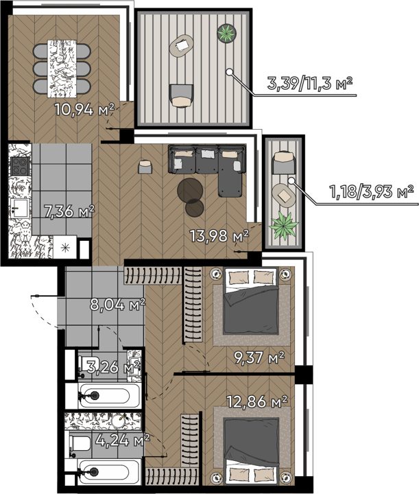 4-комнатная квартира, 74,6 м² — фото 1