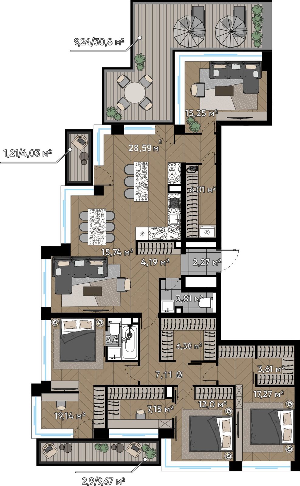 6-комнатная квартира, 165,3 м²