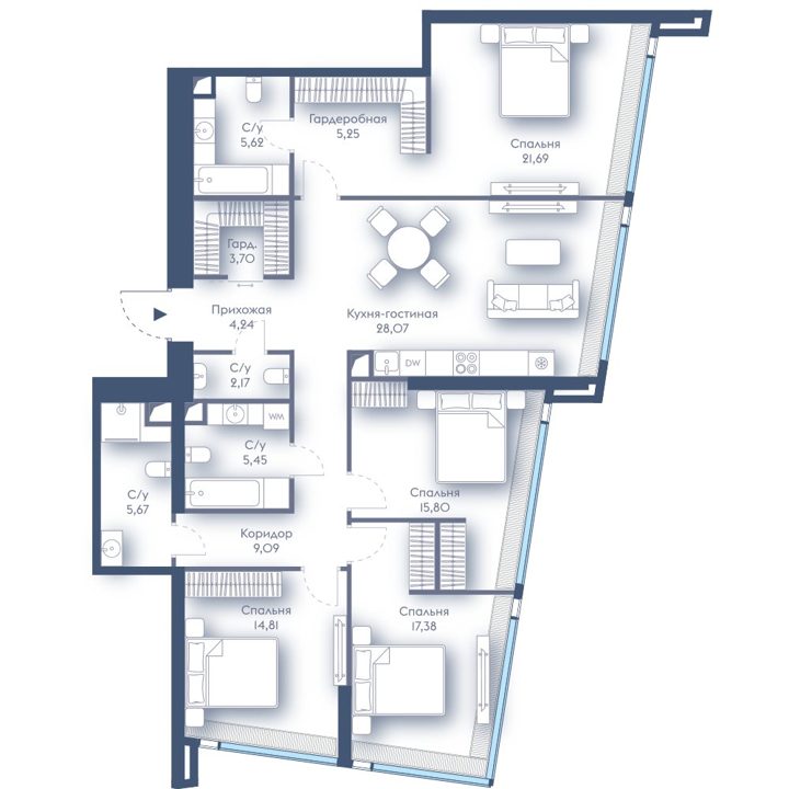 4-комнатная квартира, 138,9 м²