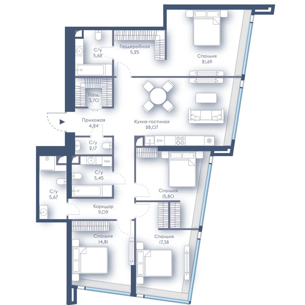 4-комнатная квартира, 138,9 м²