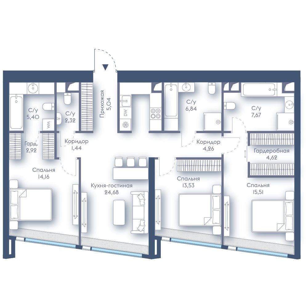 3-комнатная квартира, 108,4 м²