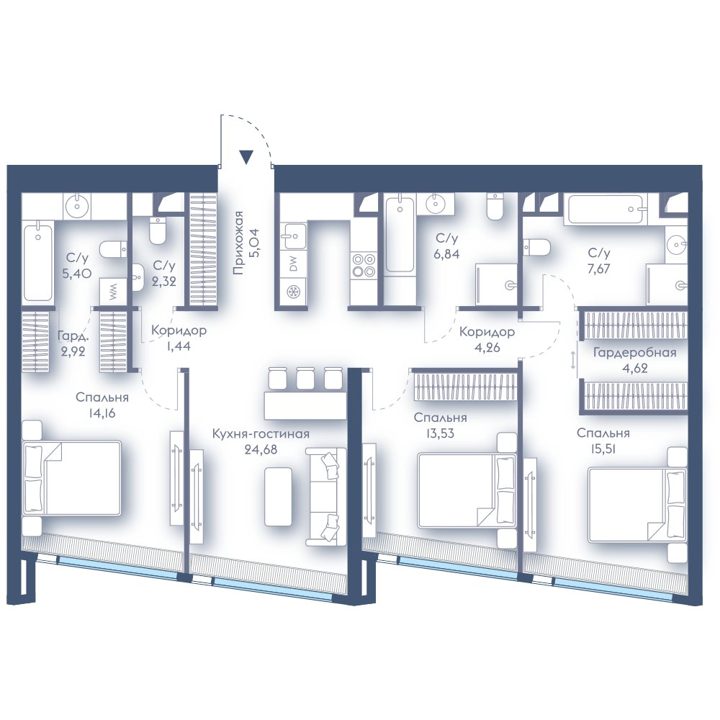 3-комнатная квартира, 108,4 м²