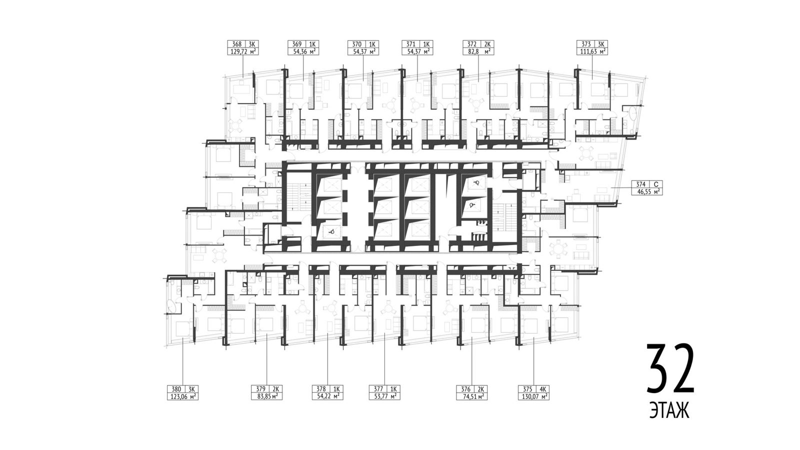 1-комнатная квартира, 53,8 м² — фото 2