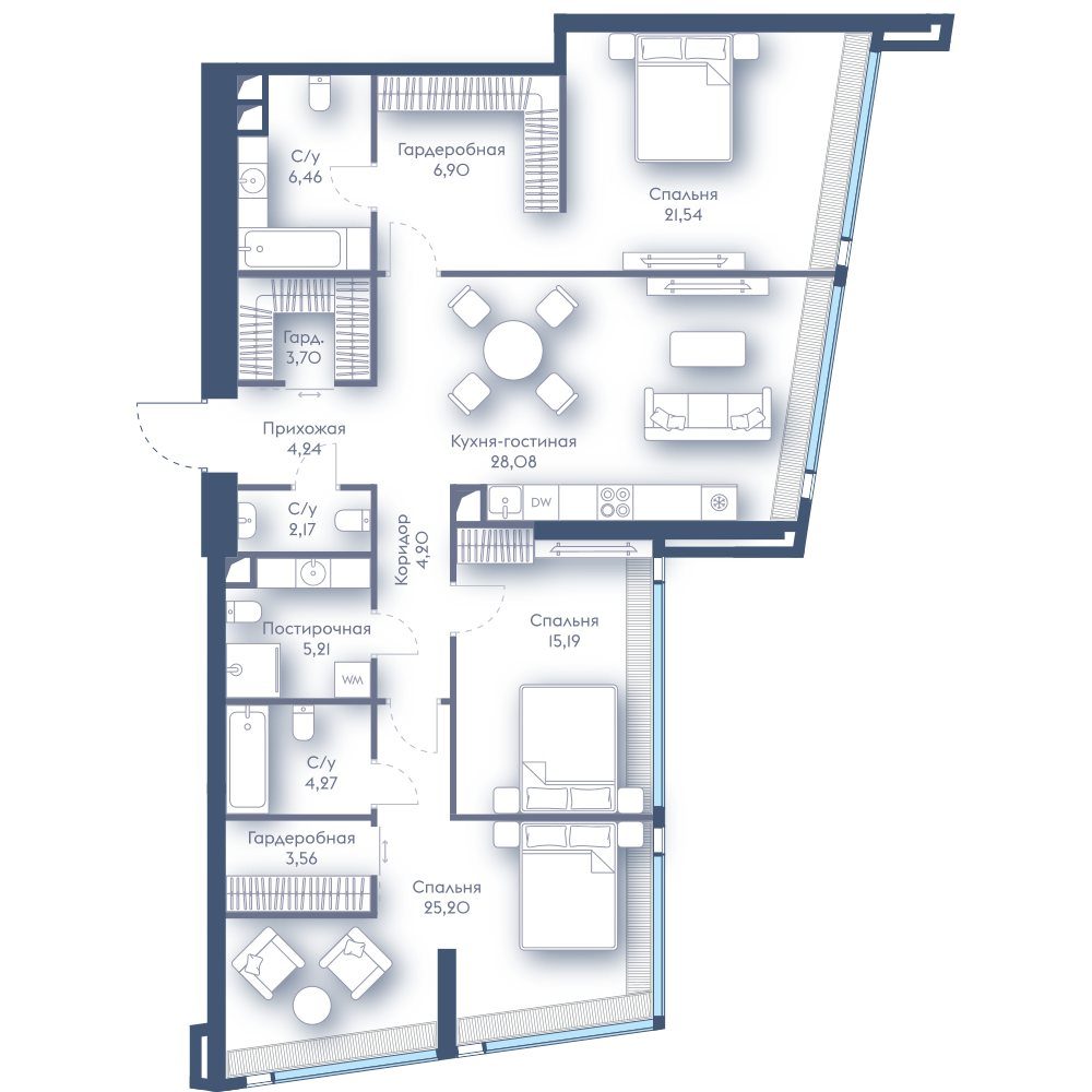 3-комнатная квартира, 130,7 м²