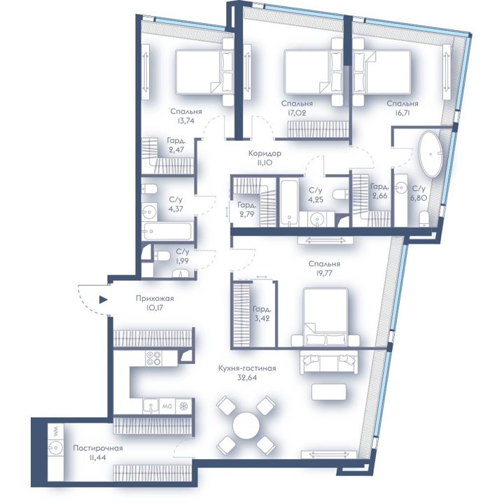 4-комнатная квартира, 161,3 м²