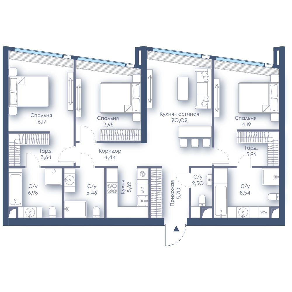 3-комнатная квартира, 111,4 м²