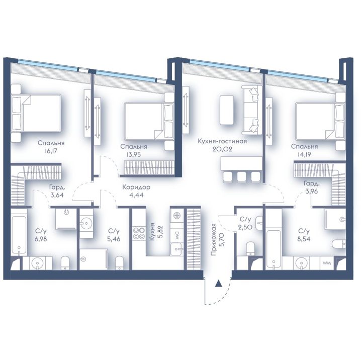 3-комнатная квартира, 111,4 м²