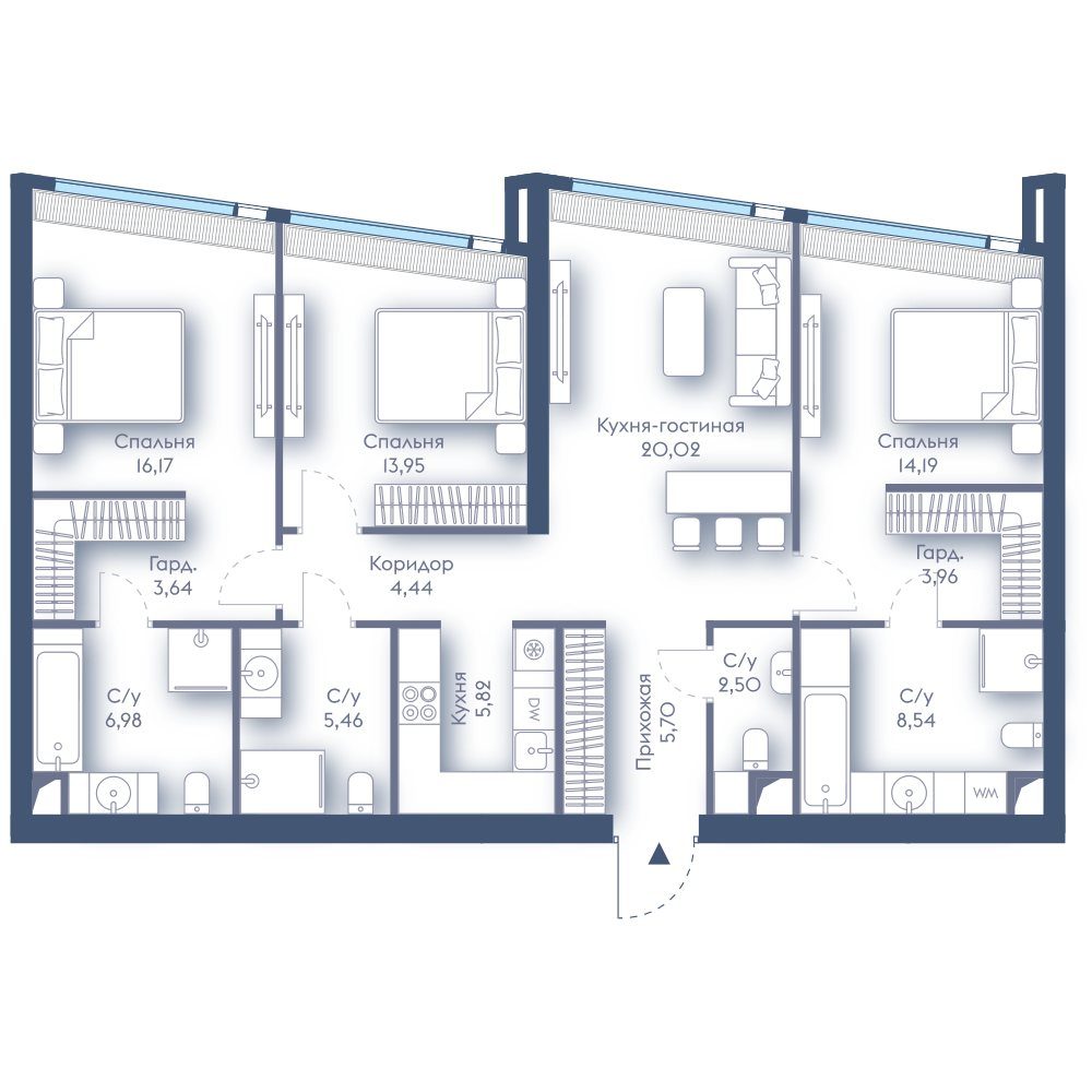 3-комнатная квартира, 111,4 м²