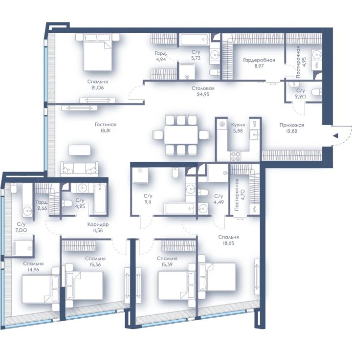 5-комнатная квартира, 218,5 м² — фото 1