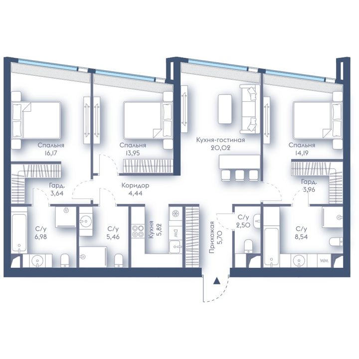 3-комнатная квартира, 111,4 м²