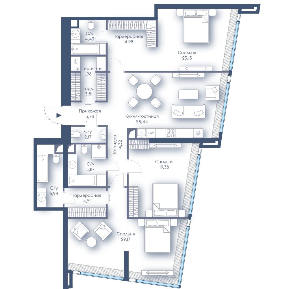 3-комнатная квартира, 141,9 м²