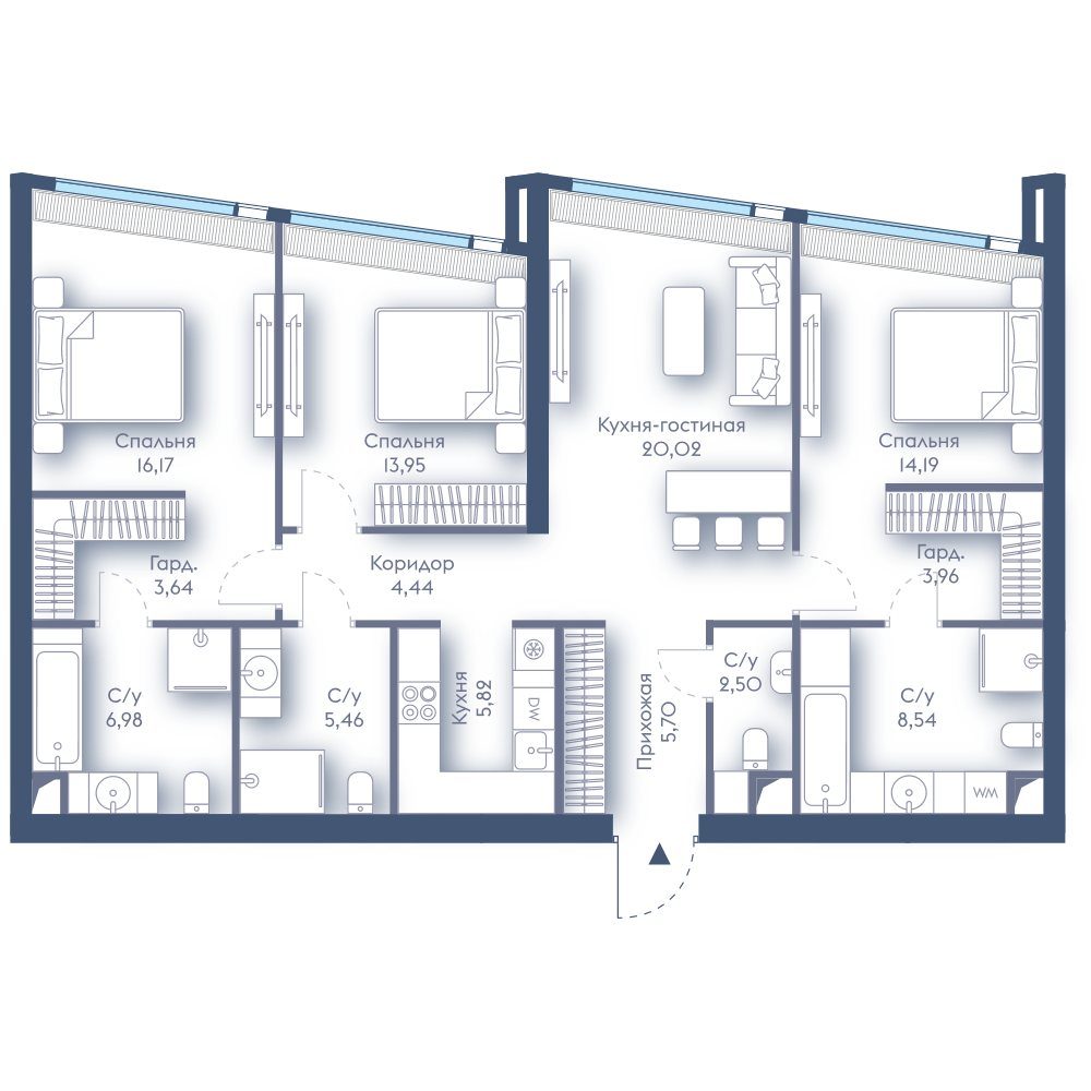 3-комнатная квартира, 111,4 м²