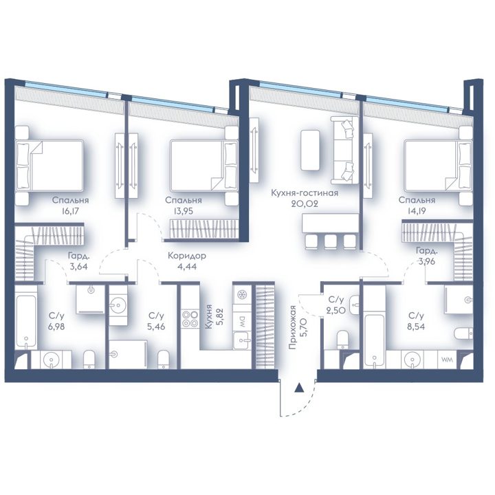3-комнатная квартира, 111,4 м²