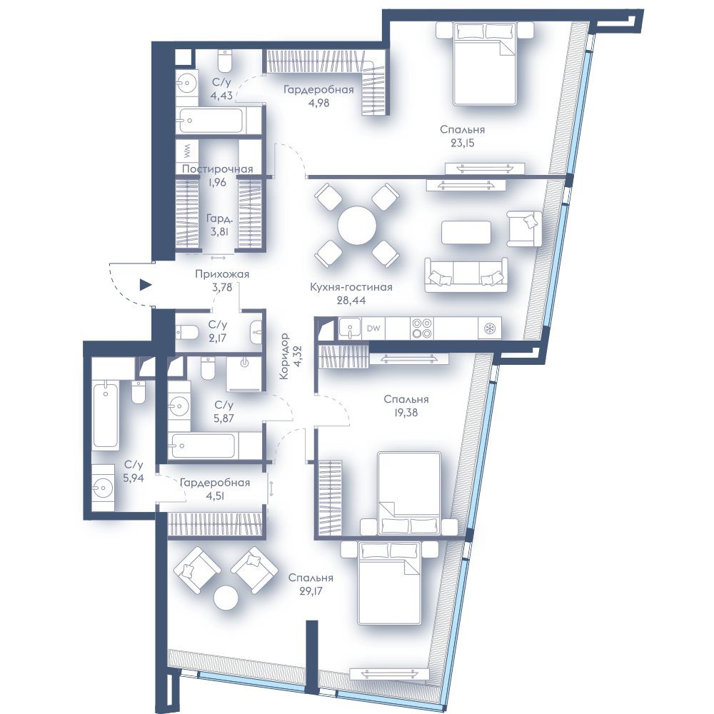3-комнатная квартира, 141,9 м²