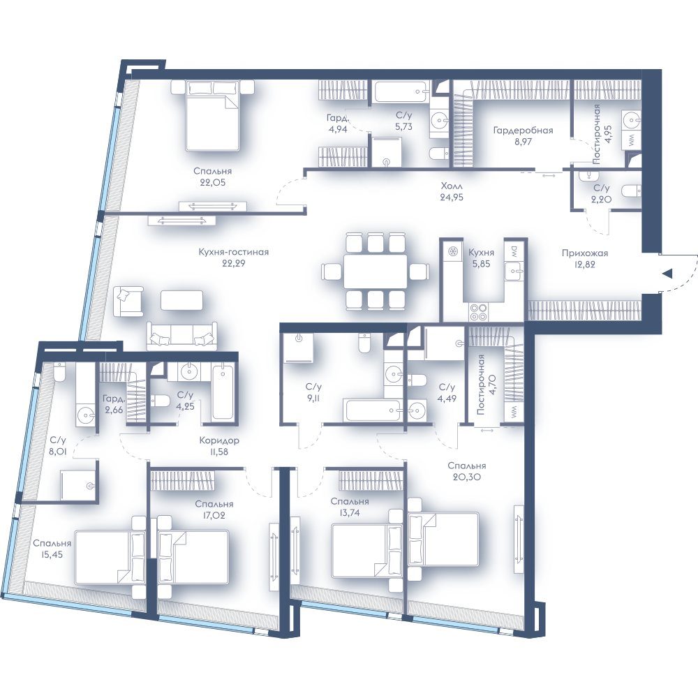 5-комнатная квартира, 226,1 м²