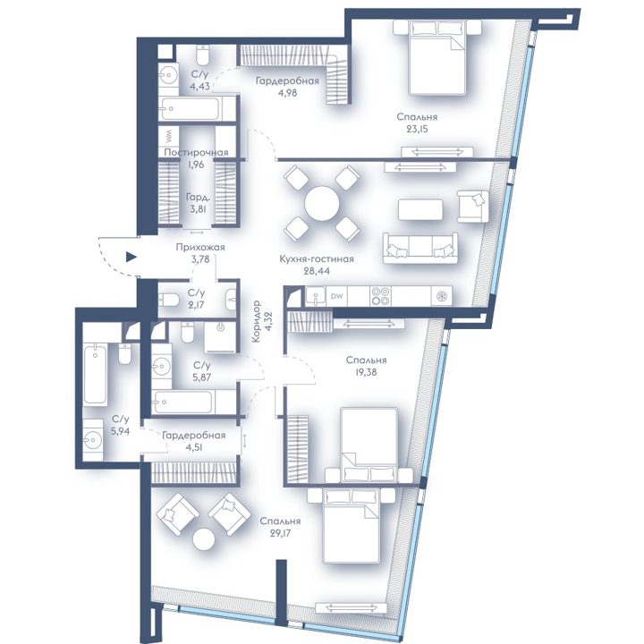 3-комнатная квартира, 141,9 м²