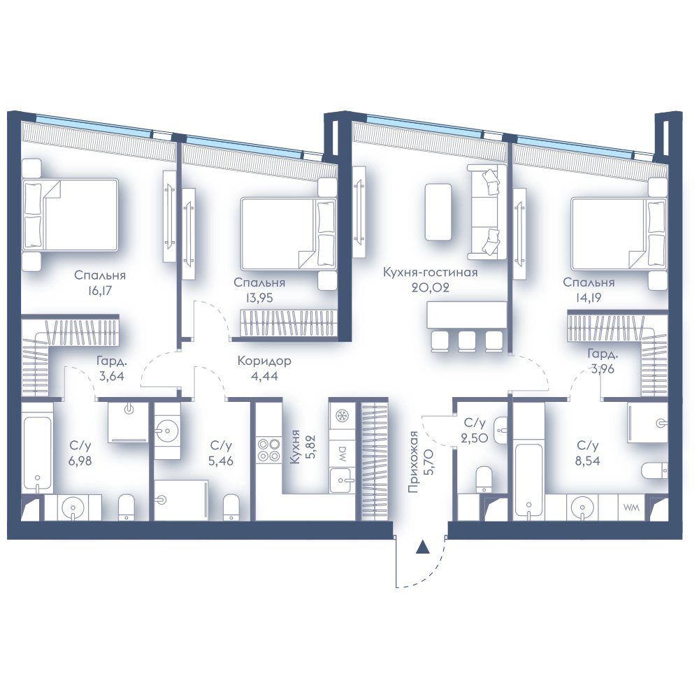 3-комнатная квартира, 111,4 м²