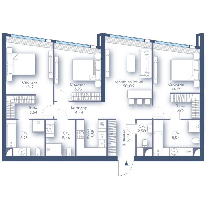 3-комнатная квартира, 111,4 м²