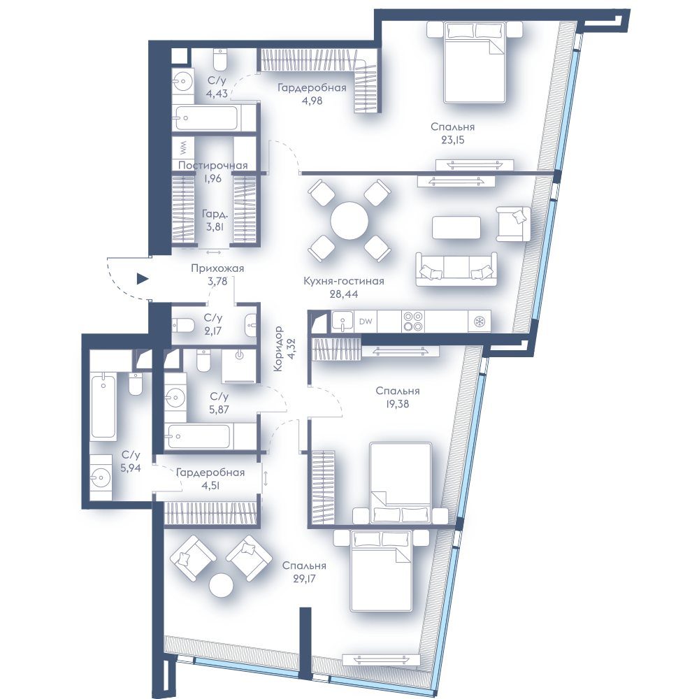 3-комнатная квартира, 141,9 м²
