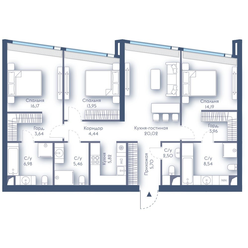 3-комнатная квартира, 111,4 м²