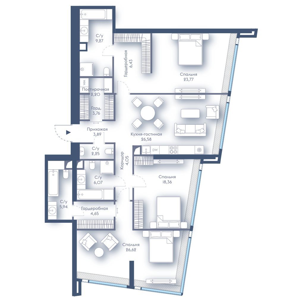 3-комнатная квартира, 143,8 м²