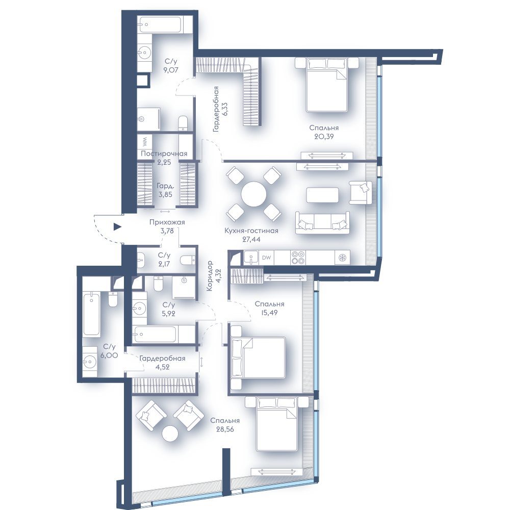 3-комнатная квартира, 140,1 м²