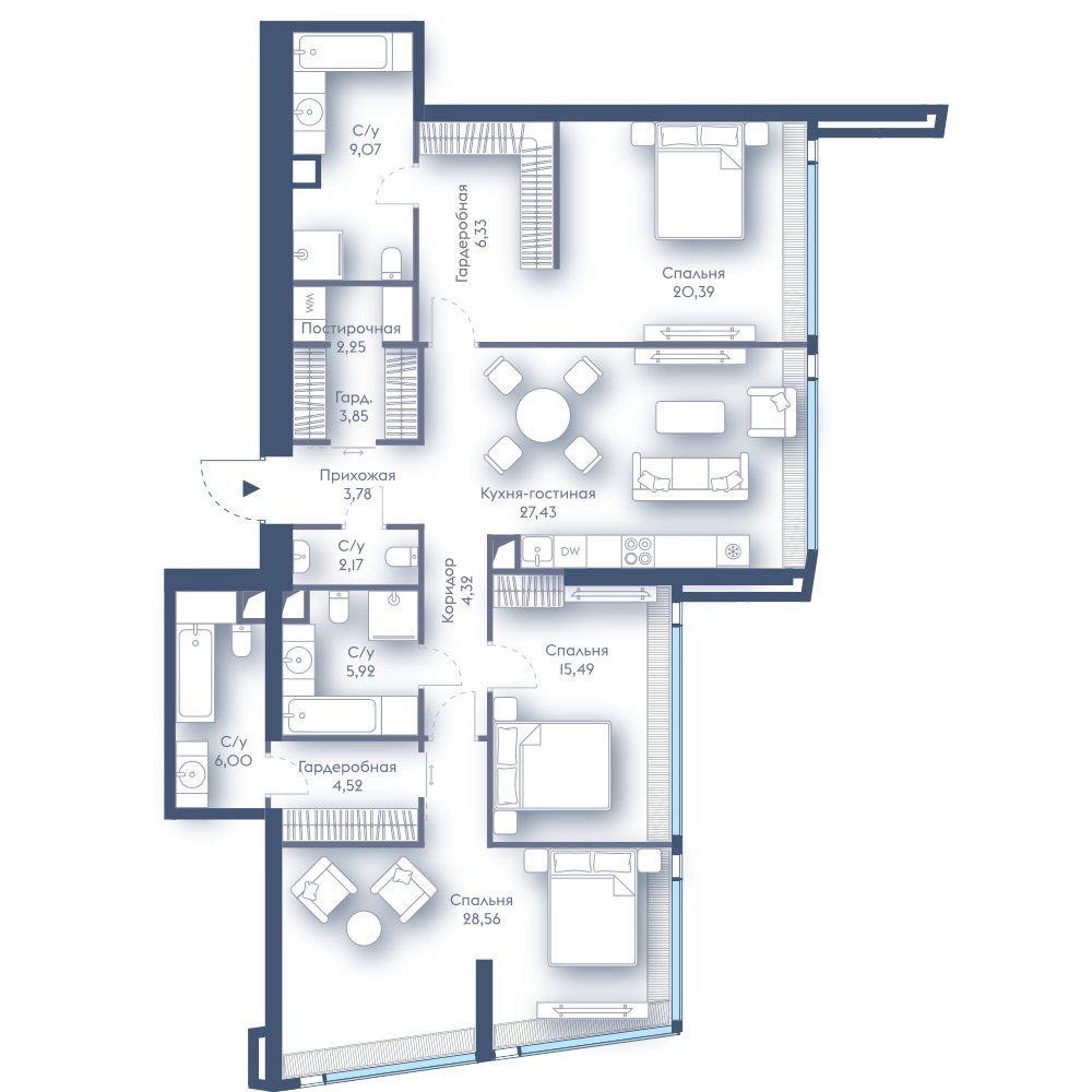 3-комнатная квартира, 140,1 м²