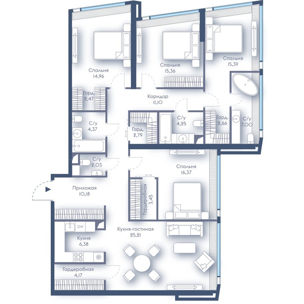 4-комнатная квартира, 148,1 м²