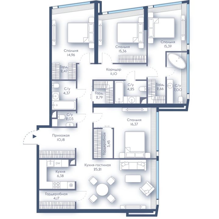 4-комнатная квартира, 148,1 м²