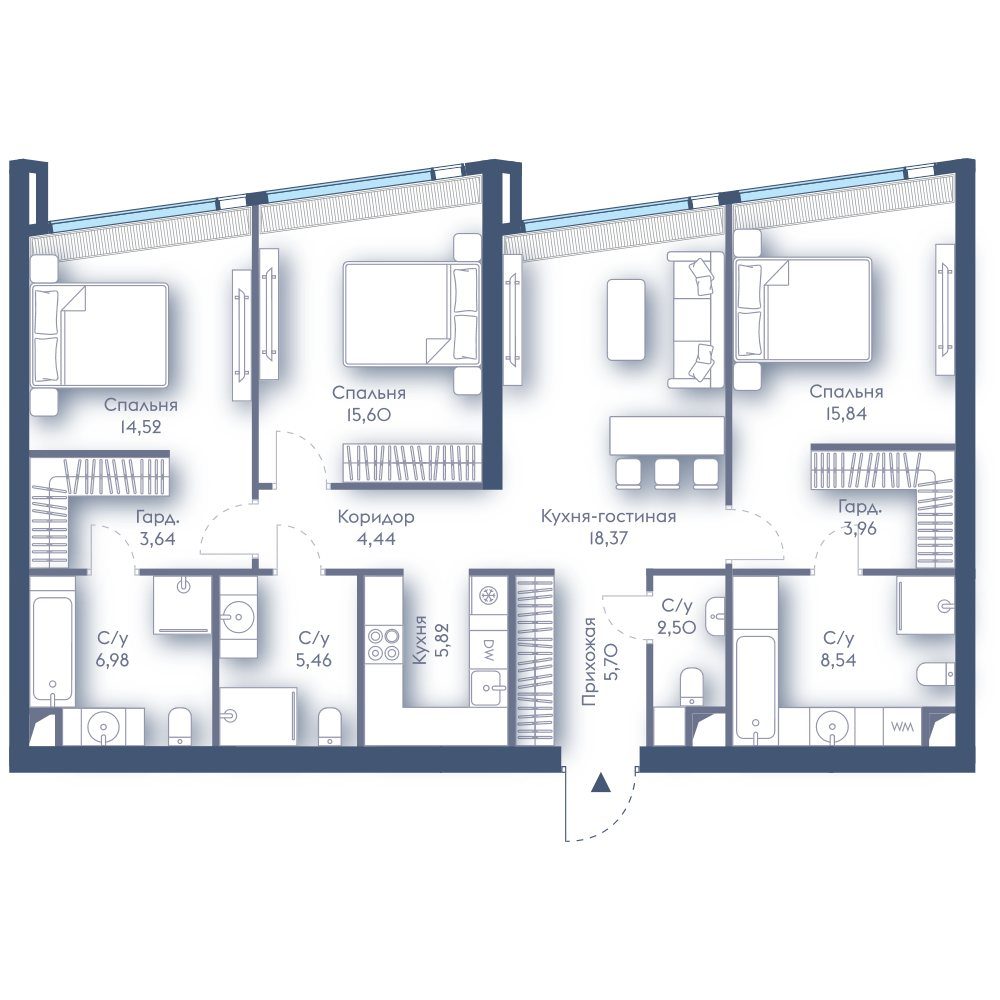 3-комнатная квартира, 111,4 м²