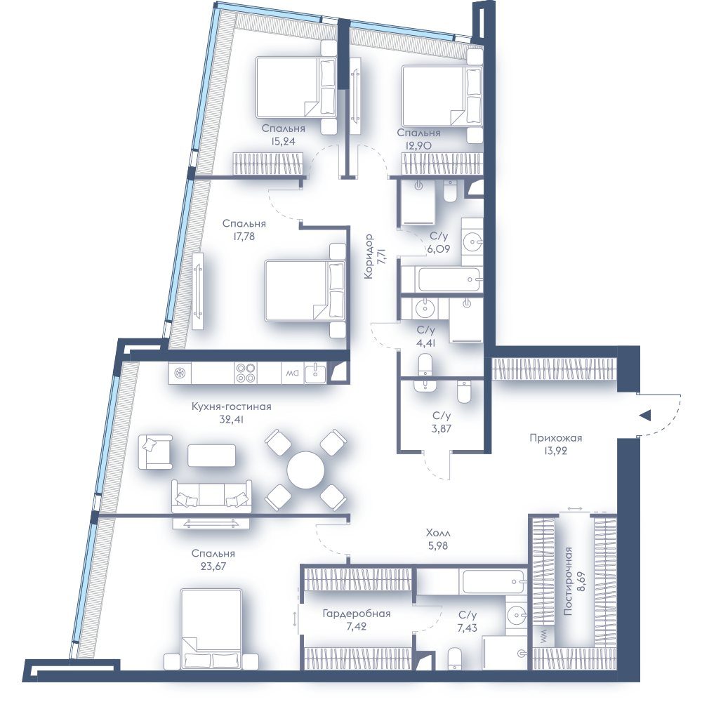 4-комнатная квартира, 167,5 м²