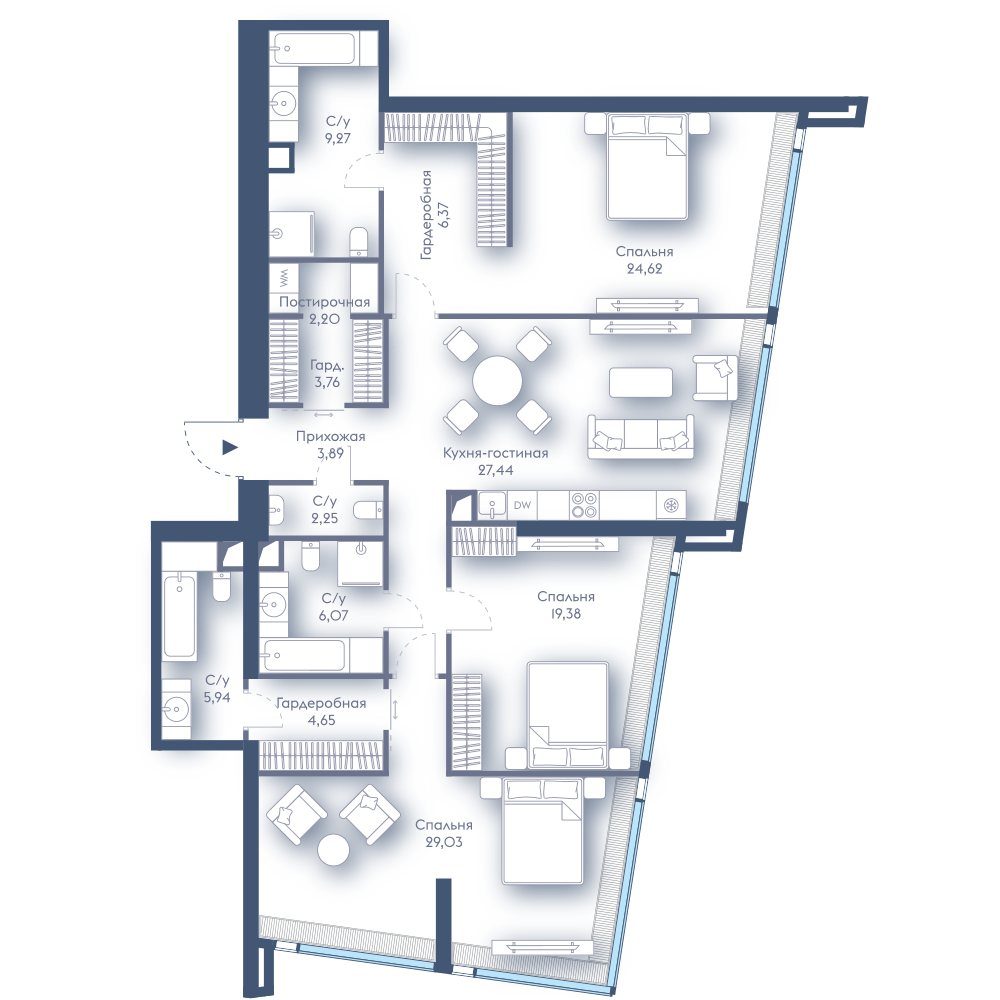 3-комнатная квартира, 148,9 м²