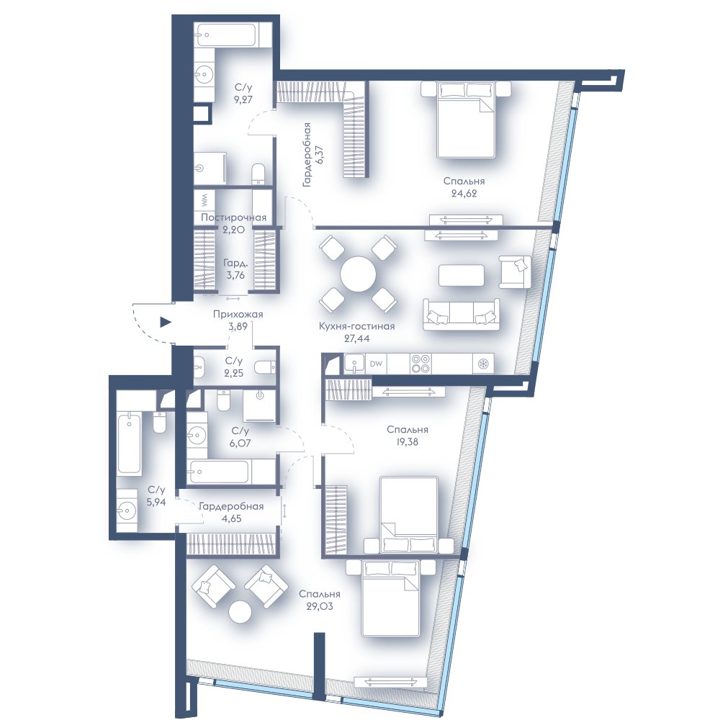 3-комнатная квартира, 148,9 м²