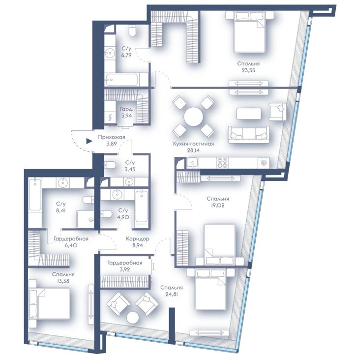 4-комнатная квартира, 165,9 м²