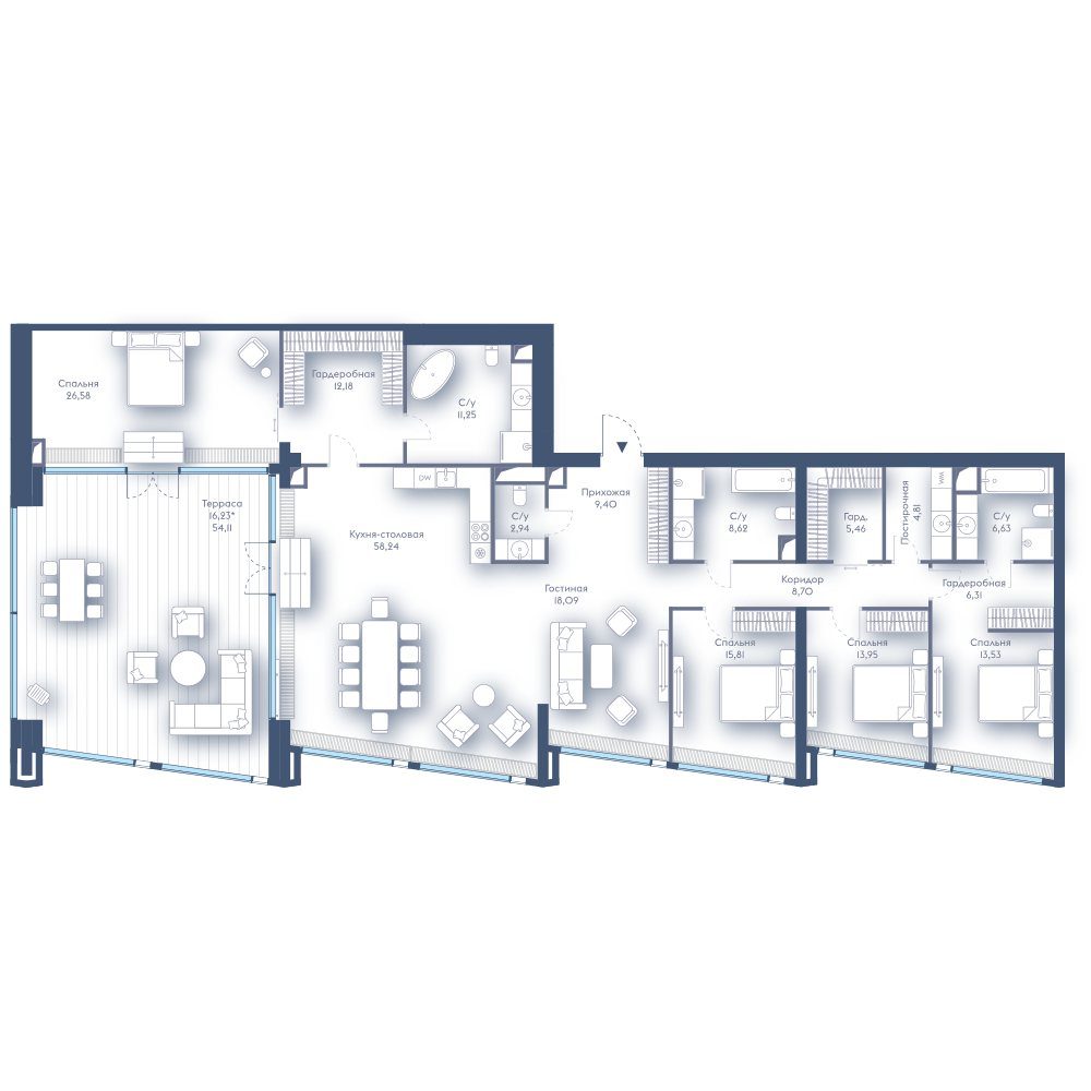 4-комнатная квартира, 238,7 м²