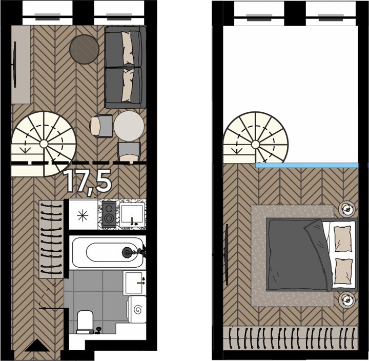 Апартаменты-студия, 24,5 м²