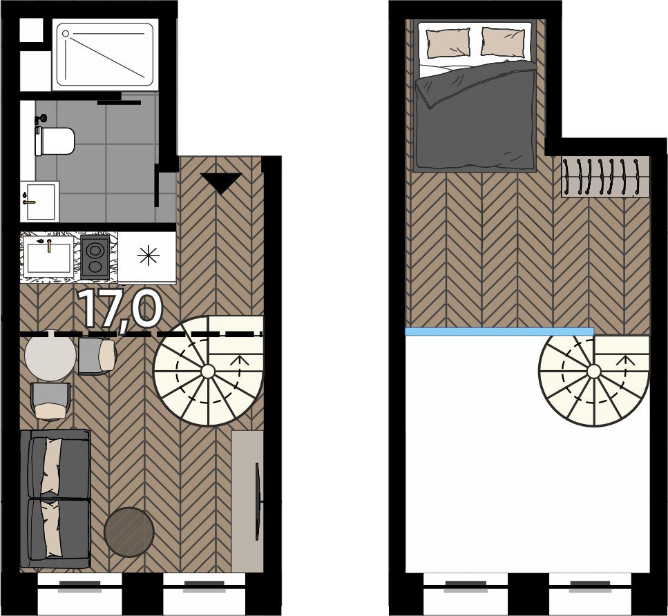 Апартаменты-студия, 23,8 м²