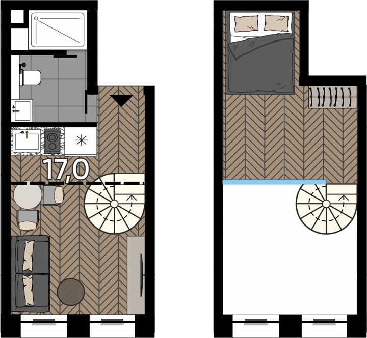 Апартаменты-студия, 23,8 м²