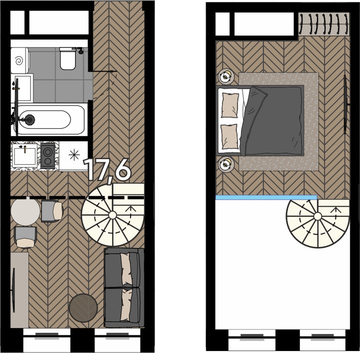 Апартаменты-студия, 24,6 м²