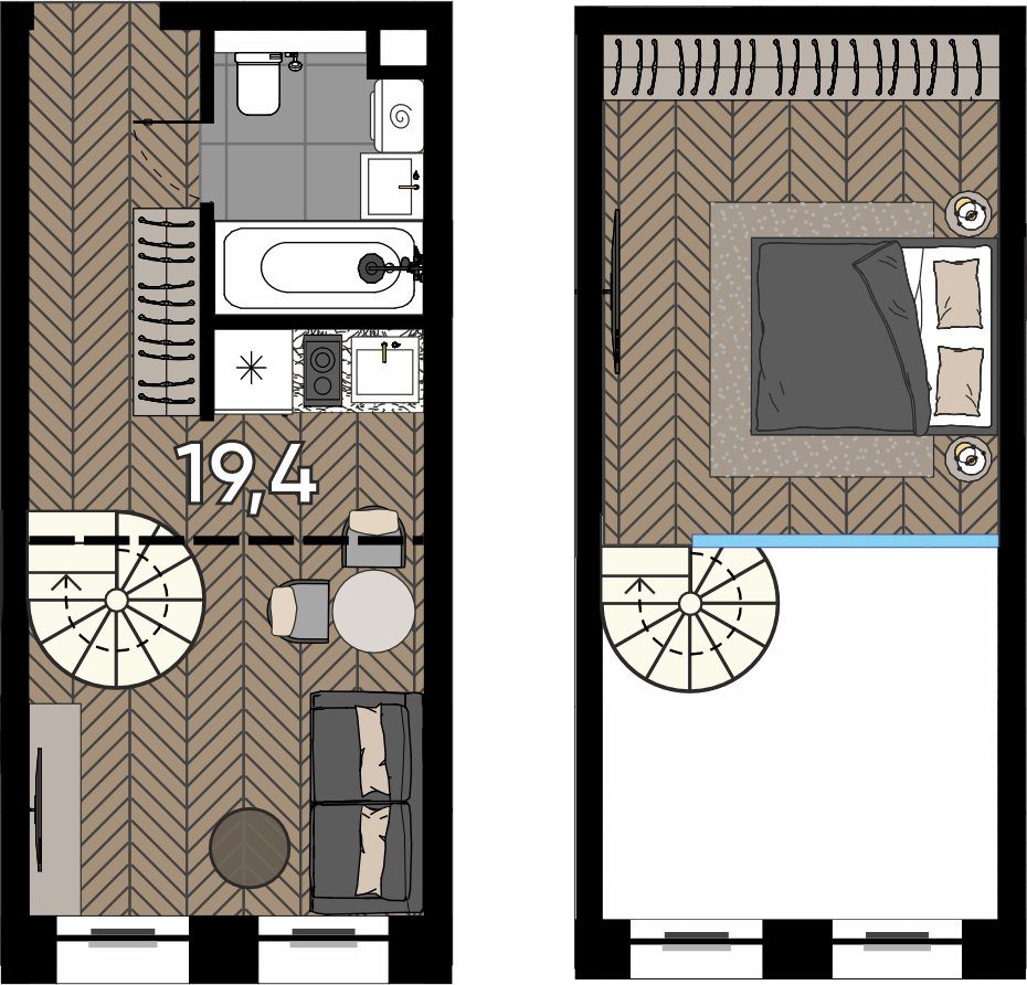 Апартаменты-студия, 27,2 м²