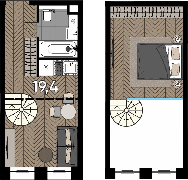 Апартаменты-студия, 27,2 м²