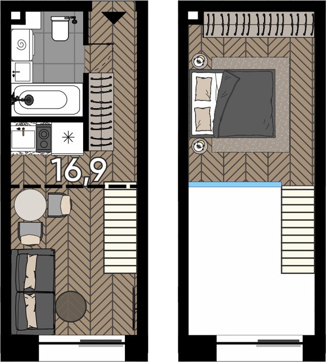 Апартаменты-студия, 23,7 м²