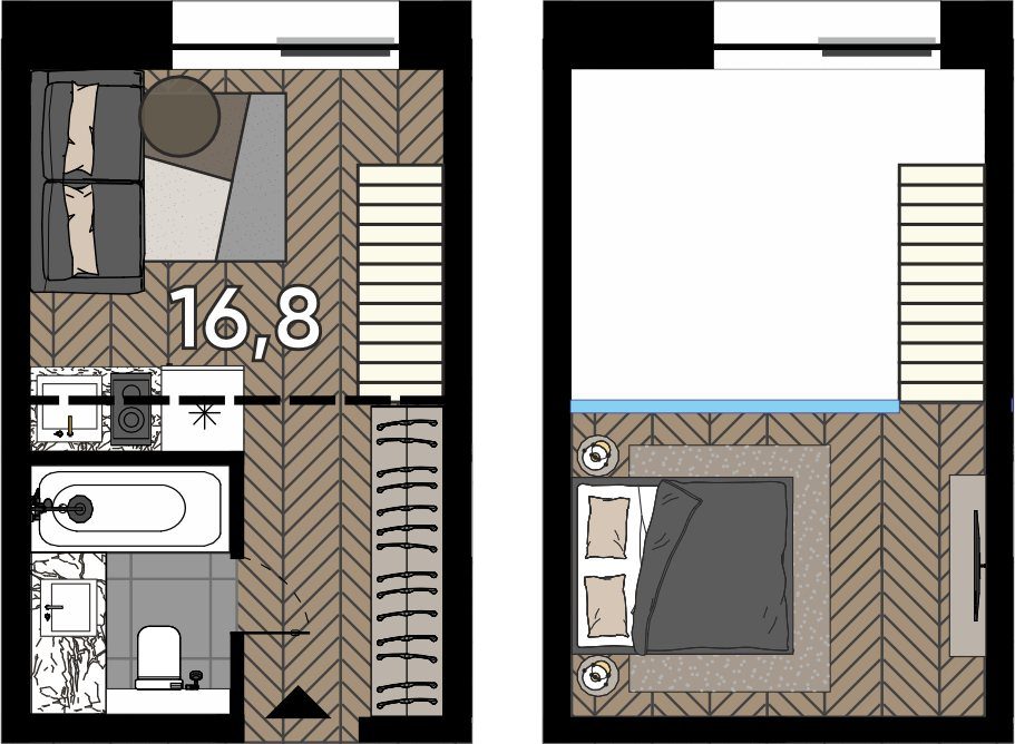 Апартаменты-студия, 23,5 м²